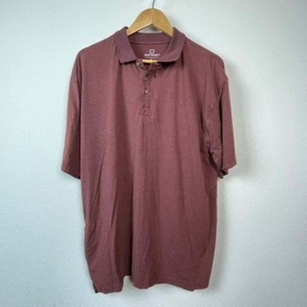 ScottEVest Polo Shirt Mens Large Burgundy Short Sleeve Hidden Pocket Travel TEC